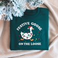 thumbnail image 1 of Embroidered Goose Christmas Sweatshirt, Festive Holiday Sweater, 1 of 4