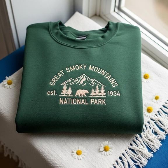 Embroidered Great Smoky Mountains National Park Sweatshirt, Nature Lover Shirt, Adventure Crewneck, North Carolina Tee, Camping Gift For Her