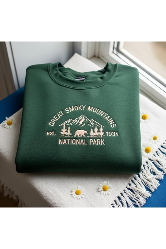 Embroidered Great Smoky Mountains National Park Sweatshirt, Nature Lover Shirt, Adventure Crewneck, North Carolina Tee, Camping Gift For Her
