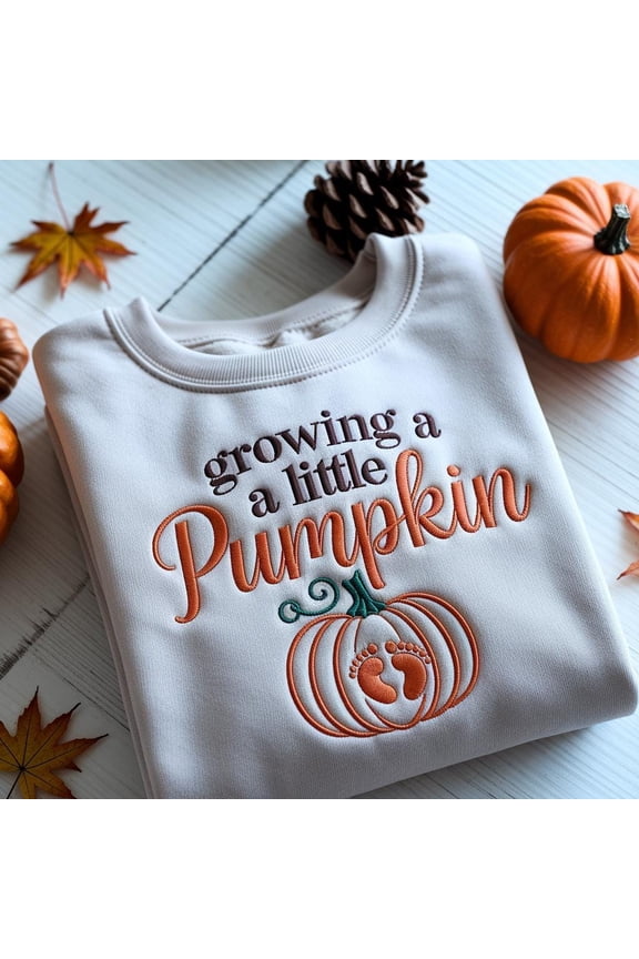Embroidered Growing A Little Pumpkin Shirt, Fall Maternity Sweatshirt, Pregnancy Thanksgiving Shirt, Fall Pregnancy Announcement Gift
