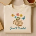 thumbnail image 1 of Embroidered Growth Mindset Sweatshirt, Brain Flower Crewneck, Mental Health Shirt, Self Care Gift, Personal Development Apparel, 1 of 4