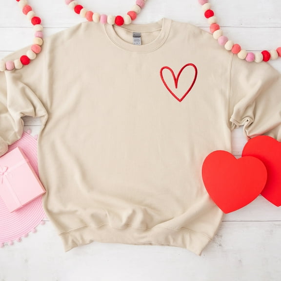 Embroidered Hand Drawn Heart | Sweatshirt