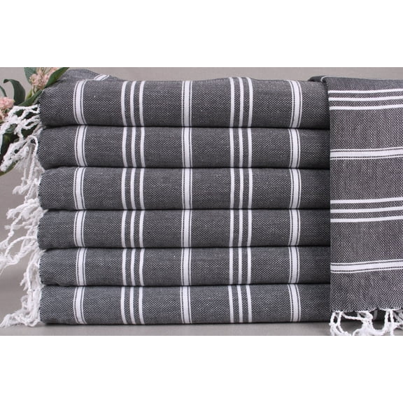 Embroidered Hand Towel, Monogram Dish Towel, Black Towel, Striped Towel, 24x40 Inches Turkish Towel, Fitness Towel, Bath Decor Towel,