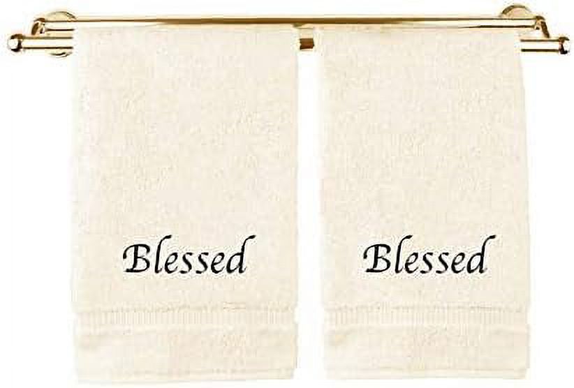 Embroidered Hand Towels With Inspirational Message Blessed (1 Set Of 2