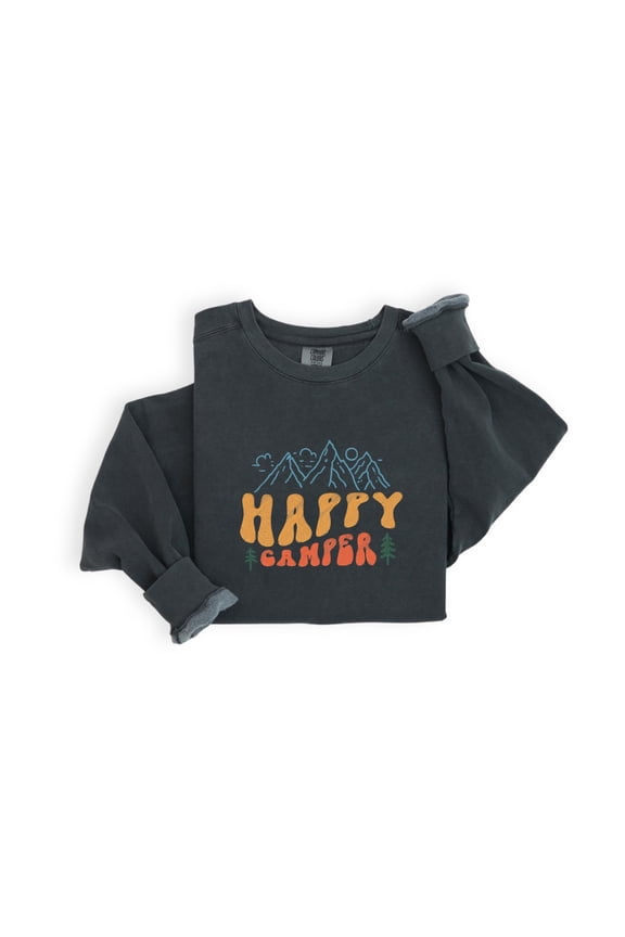 Embroidered Happy Camper s Shirt: Camping Collage Tee