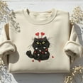 thumbnail image 1 of Embroidered Happy Meowentines Sweatshirt Grumpy Valentine Cat Shirt Cat Lover Clothing Gift For Her, 1 of 4