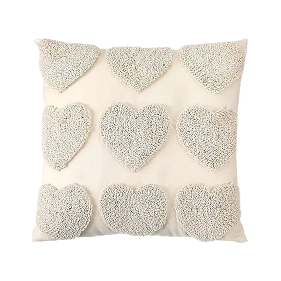 Embroidered Heart Pillow, 18x18 inch Valentine's Day Decor Cover, Holiday Sofa Cushion for Home Daily Decoration