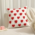 thumbnail image 1 of Embroidered Heart Pillow Cover 17.71x17.71 Inches Home Sofa Decorative Cushion Cover with Invisible Zipper Linen Fabric for Living Room Bedroom Holiday Decor, 1 of 5