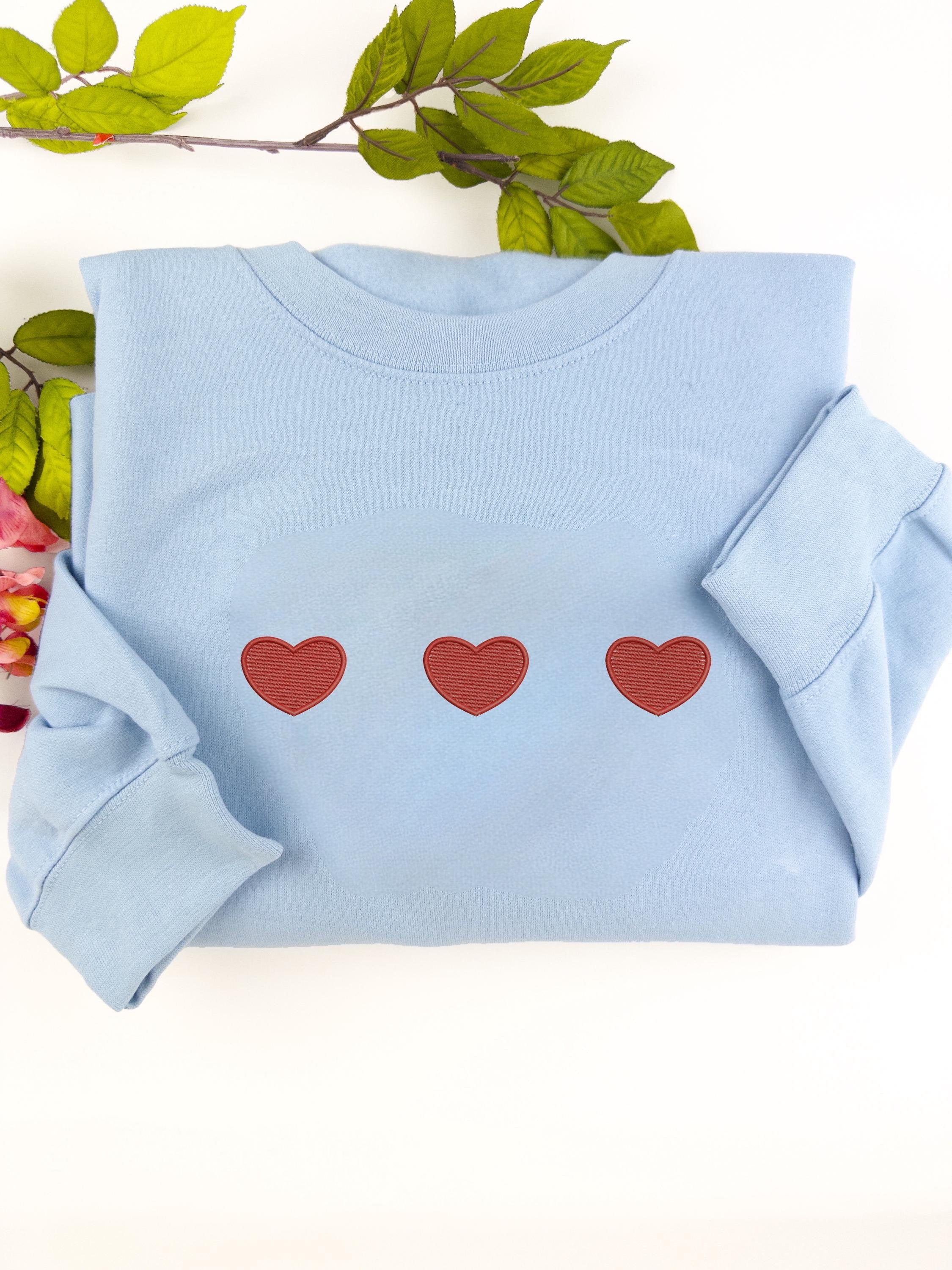 Embroidered Hearts Valentine Shirt, Cozy Sweatshirt, Trendy Hoodie ...