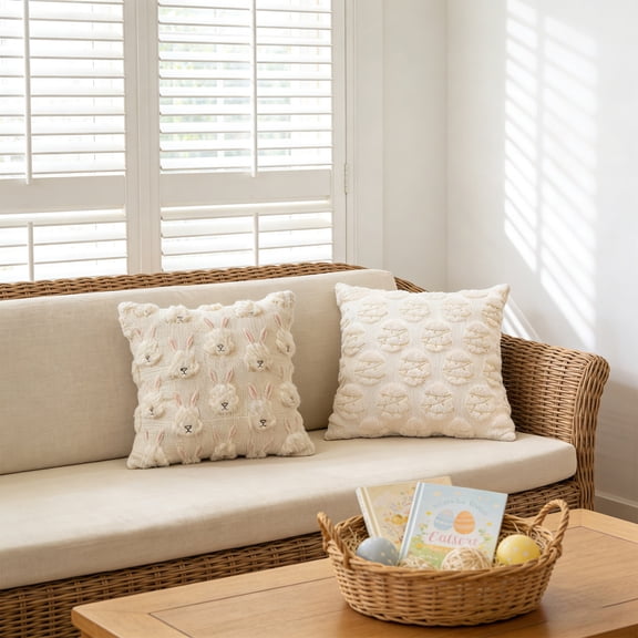 Embroidered High-End Throw Pillow Cover, Sofa And Bed Headrest Cushion Cover Decorative Pillow Cover For Home Decoration Without Pillow Insert Featuring Exquisite(1Pc,Beige,L)