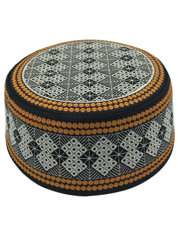 Embroidered Hijab Prayer Hat Indian Turban Hat for Adult Breathable Cotton Kufi Round Hat Arabia Hat Turban Hat