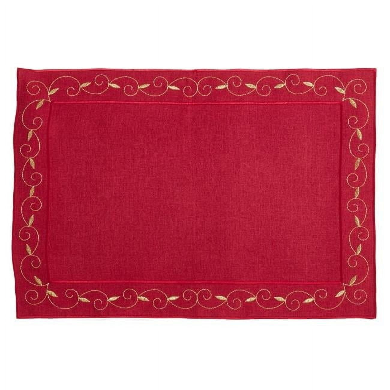 Red Embroidered Holiday Placemats Set of 4