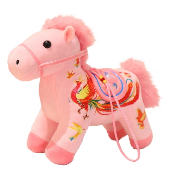 Embroidered Horse Plush Ornament, Hanging Mascot with Embroidery, Zodiac Horse Stuffed Animal, Chinese New Year Car Decor, Bag Charm Plush Ornament, Cute Mascot Figurine