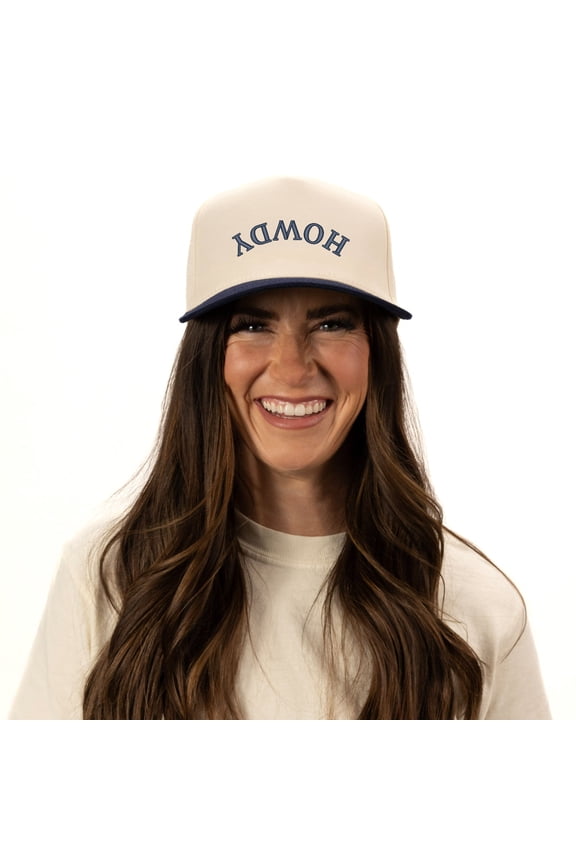 Embroidered Howdy Upside Down Arch - Women's Canvas Trucker Hat