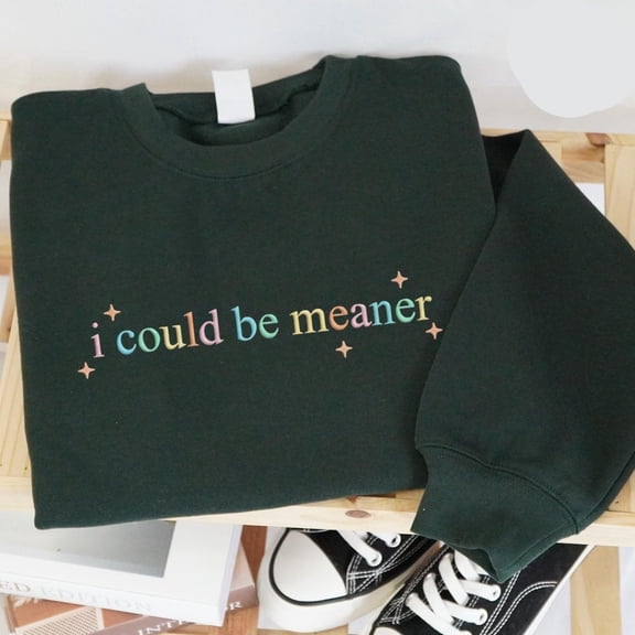Embroidered I Could Be Meaner Sweatshirt, Sarcastic Funny Quote, Humor, Trendy Unisex Adult, Soft Cotton, Casual Everyday Wear