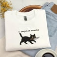 thumbnail image 1 of Embroidered I Require Snacks Shirt, Black Cat Sweatshirt, Funny Quote Tee, Sarcastic TShirt, Cat Mom Sweater, Snarky Shirt Cat Lovers Gifts, 1 of 4