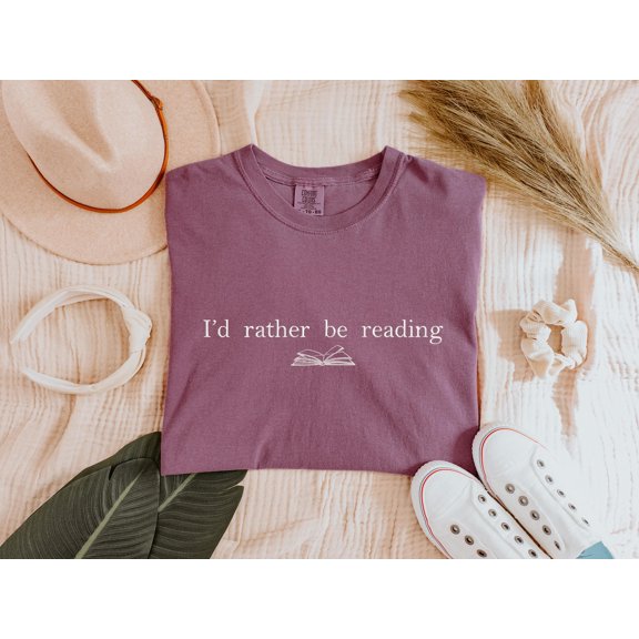 Embroidered I'd Rather Be Reading Shirt,Bookworm Shirt,Book Club Embroidered Tee,Christmas Gift For Booklovers,Reading Shirt