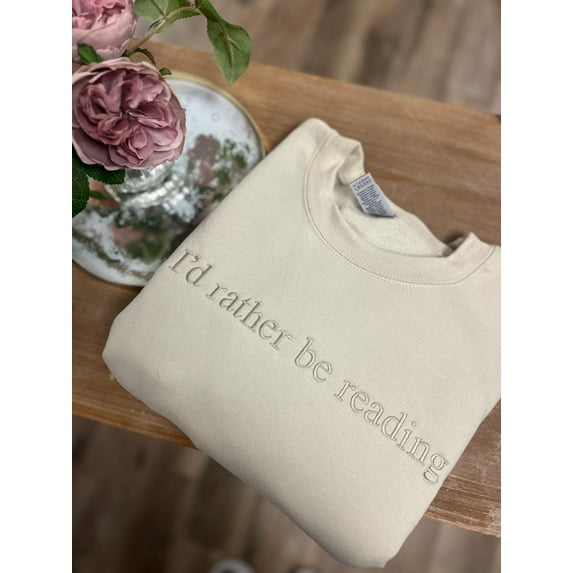 Embroidered I’d rather be reading Crewneck, Reading Sweatshirt, Bookish Sweatshirt, Booktrovert, Book Lover, Gift for Readers, Book Gift