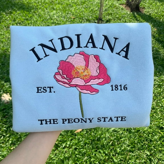 Embroidered Indiana The Peony State Sweatshirt