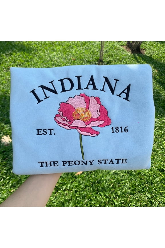 Embroidered Indiana The Peony State Sweatshirt