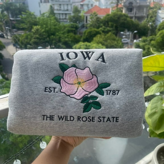 Embroidered Iowa Wild Rose State Sweatshirt