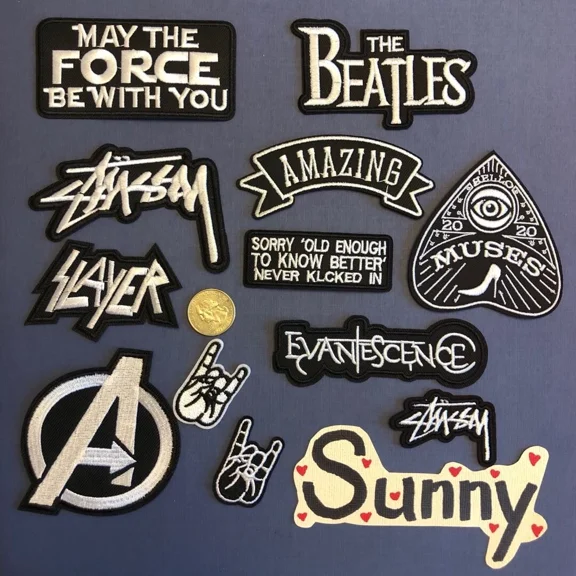 Embroidered Iron On Sew On Cloth Patch Craft Diy Badge Fabric Beatles Peace Yeah