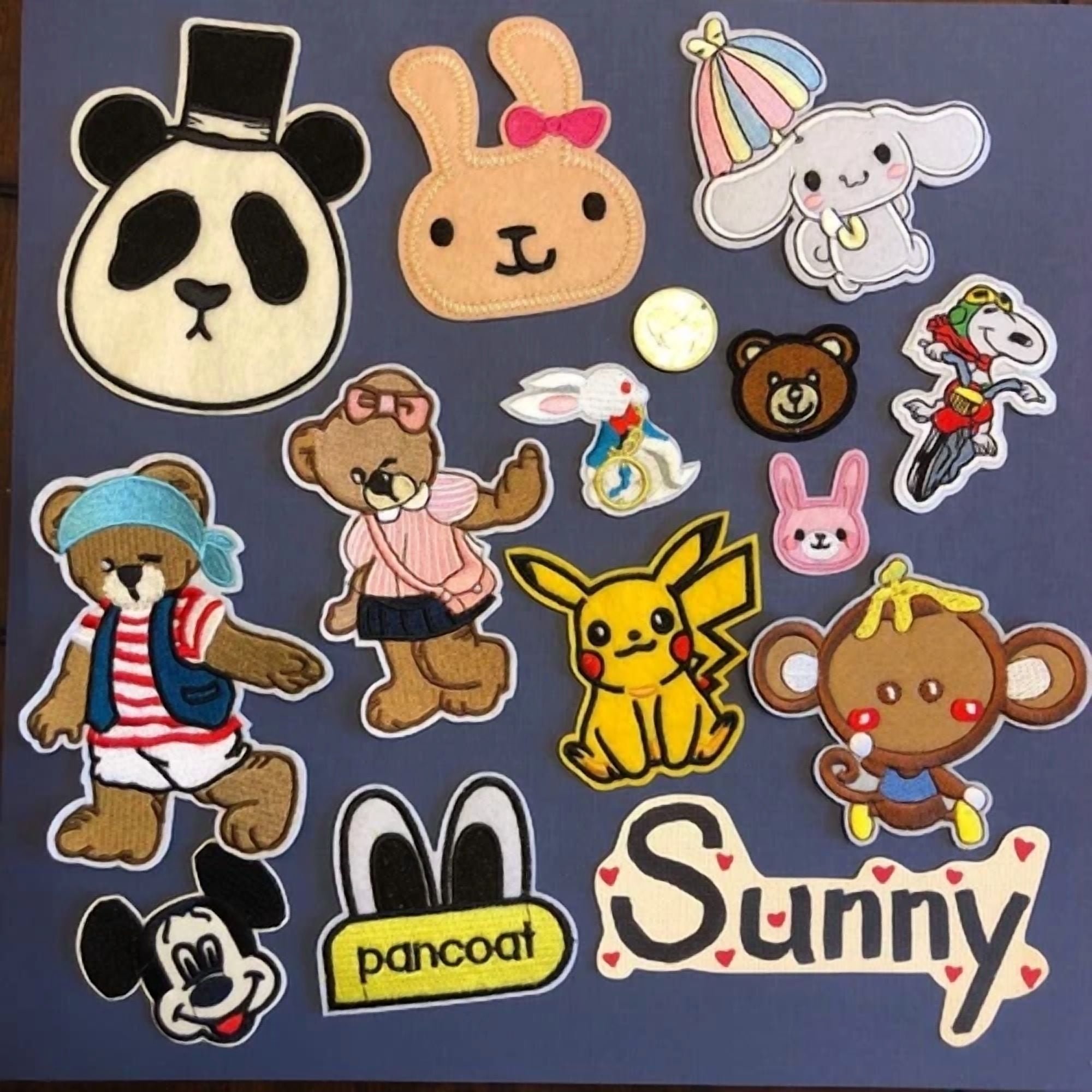 Embroidered Iron On Sew On Cloth Patch Craft Diy Badge Fabric Pikachu Panda Bear