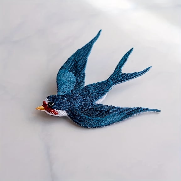 Embroidered Iron On Swallow Bird Patch - Cool Lover Patch for Jackets, Bags, and DIY Projects