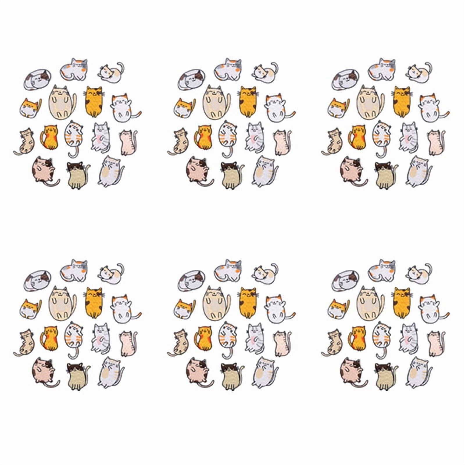 Embroidered Iron on Patches, 90PCS Vivid Cute Cat Embroidery Patches for Jeans Jackets Sewing Applique DIY Accessory
