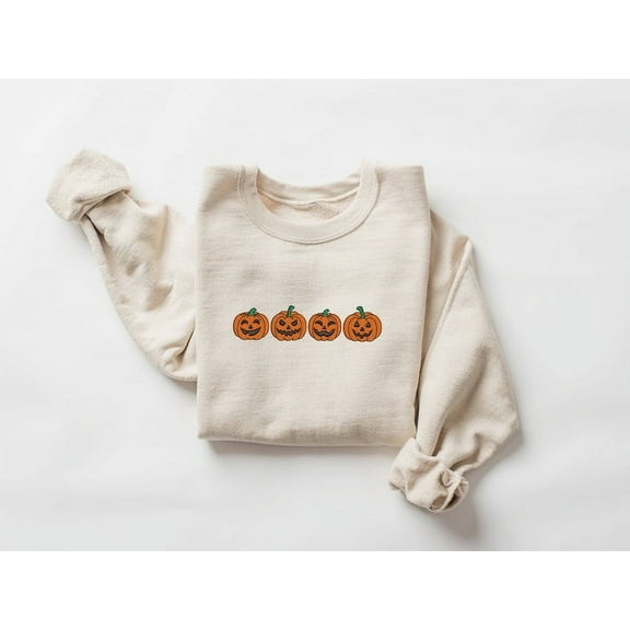 Embroidered Jack-o-Lantern Pumpkin Sweatshirt