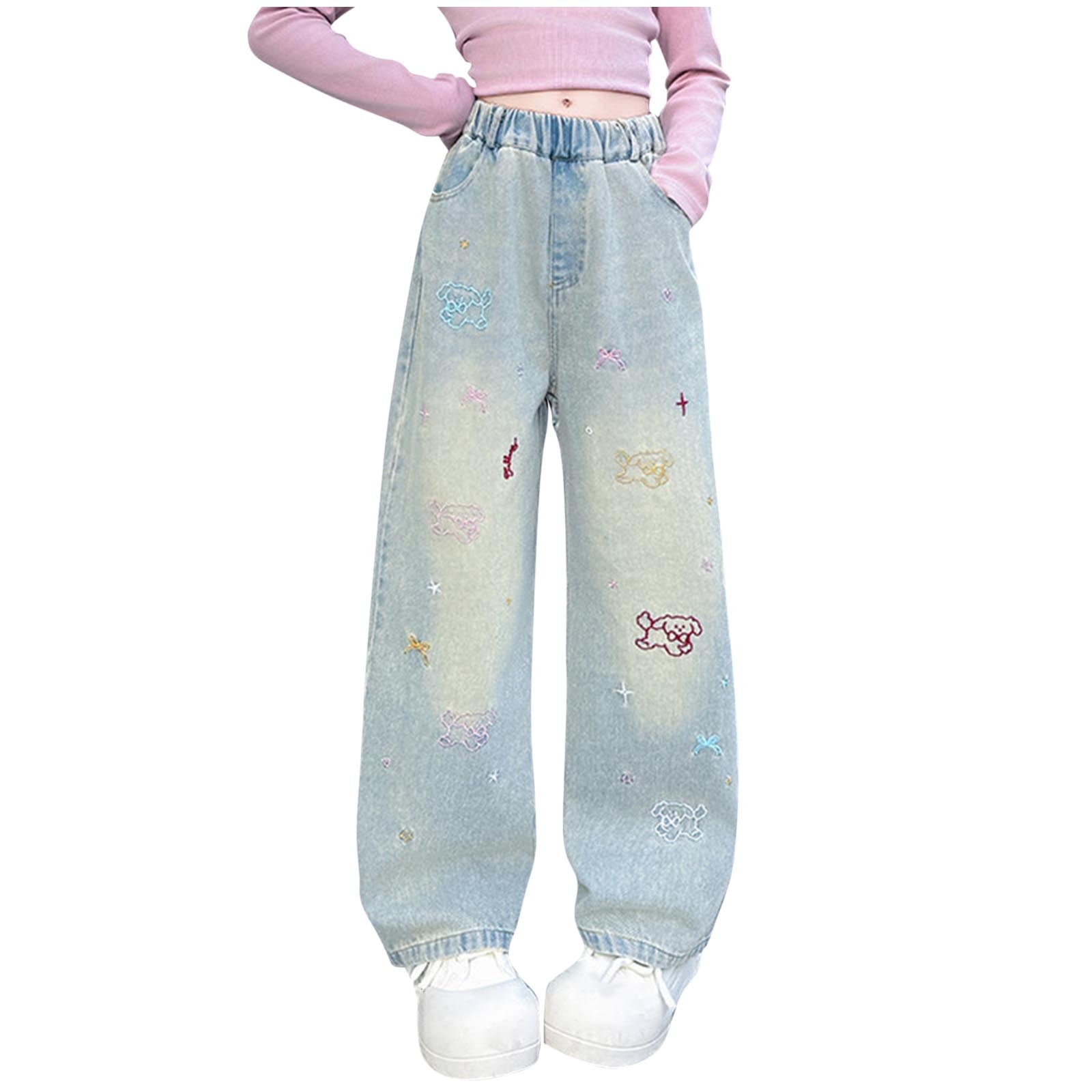 Squeeze Girls Flare Denim Jeans with Patch Pockets, Sizes 4