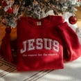 thumbnail image 1 of Embroidered Jesus The Reason For The Season Sweatshirt, Faith Christmas Tree Sweater, Merry And Bright Shirt, Christmas Christian Crewneck, 1 of 4