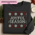 thumbnail image 1 of Embroidered Joyful Season Sweatshirt, Ugly Christmas Sweater, Holiday Music Notes Crewneck, Festive Winter Gift, Charcoal Gray Top, 1 of 4