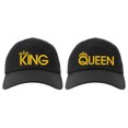 thumbnail image 1 of Embroidered KING and QUEEN Couple Matching 2 in one order Logo, Adjustable Baseball Cap-EM-0040-Black, 1 of 2
