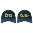 thumbnail image 1 of Embroidered KING and QUEEN Couple Matching 2 in one order Logo, Adjustable Baseball Cap-EM-0040-Navy, 1 of 2