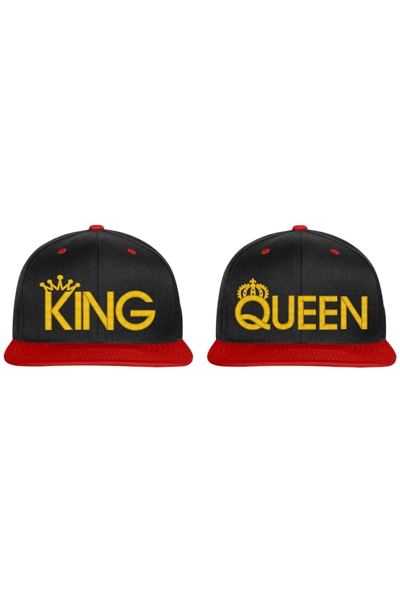 Embroidered KING and QUEEN Couple Matching 2 in one order Logo-EM-0040-Black-Red