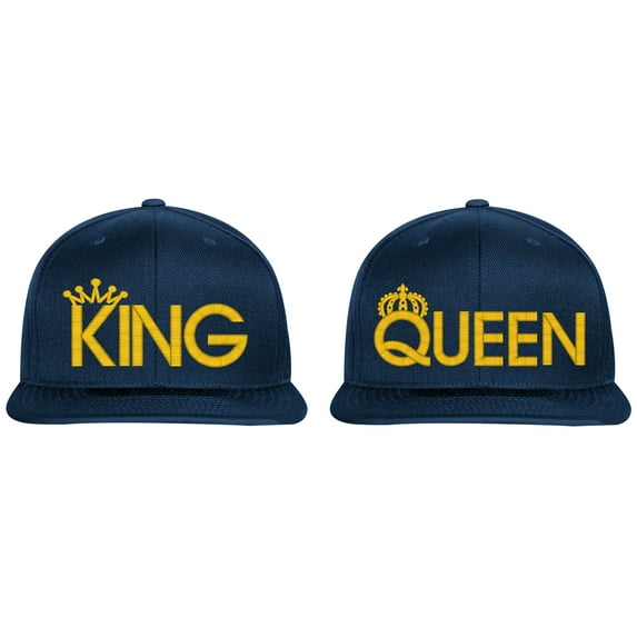 Embroidered KING and QUEEN Couple Matching 2 in one order Logo-EM-0040-Navy