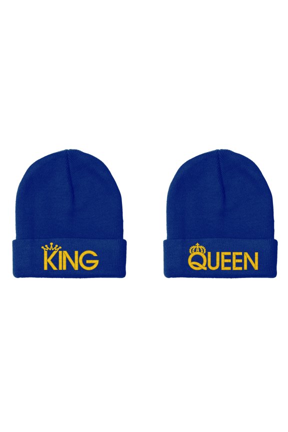 Embroidered KING and QUEEN Couple Matching 2 in one order Logo Hat-EM-0040-Navy