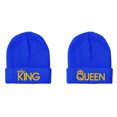 thumbnail image 1 of Embroidered KING and QUEEN Couple Matching 2 in one order Logo Hat-EM-0040-Royal, 1 of 1