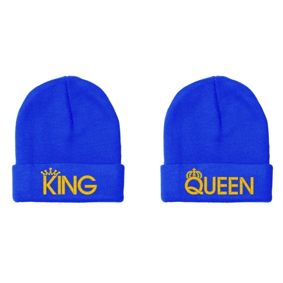 Embroidered KING and QUEEN Couple Matching 2 in one order Logo Hat-EM-0040-Royal