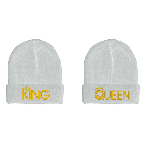 Embroidered KING and QUEEN Couple Matching 2 in one order Logo Hat-EM-0040-White