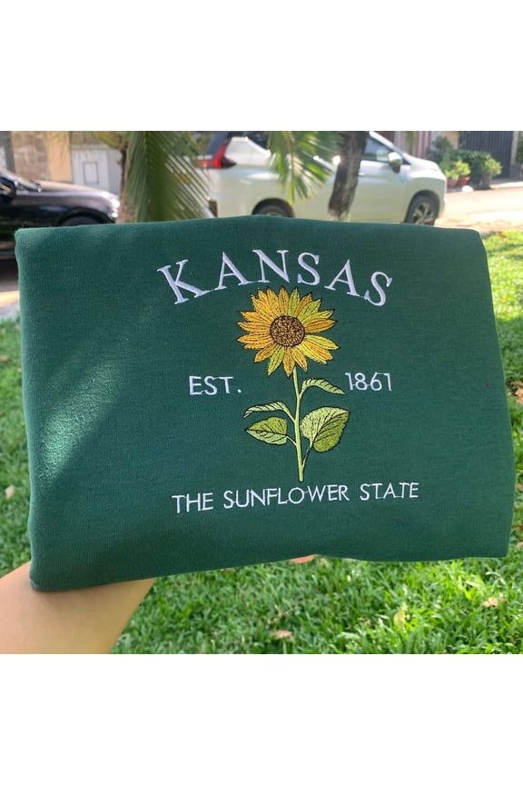Embroidered Kansas Sunflower State Sweatshirt