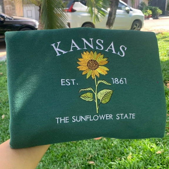 Embroidered Kansas Sunflower State Sweatshirt