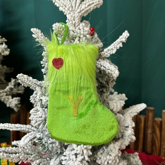 Embroidered Knit Christmas Stocking Gift Bag - Fireplace Hanging Decor Child Candy Pouch Spacious Holiday Sock Santa Gift Sack(Y)