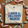 thumbnail image 1 of Embroidered Labor and Delivery Nurse Sweatshirt, Cute L&D Footprints and Stork Crewneck, Medical Graduation Gift, 1 of 4