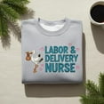thumbnail image 1 of Embroidered Labor and Delivery Nurse Sweatshirt, Cute Stork L&D Crewneck, OB Nurse Graduation Hoodie Gift, 1 of 4