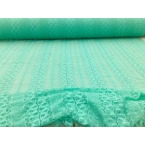 Embroidered Lace Apparel Fabric Sheer Light Turquoise Striped Abstract YY514