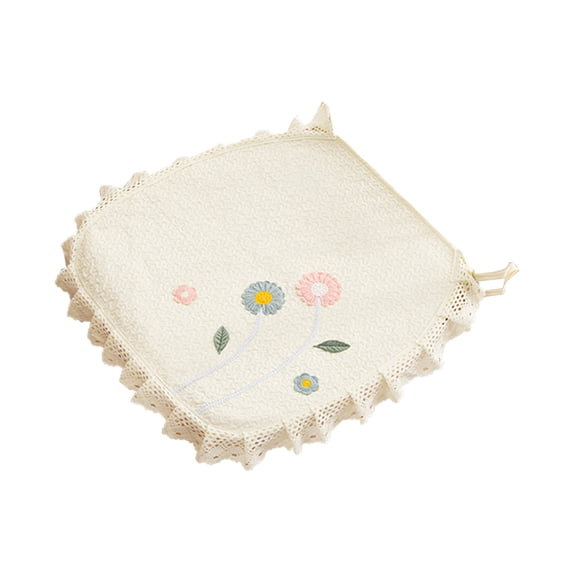 Embroidered Lace Edge Dining Chair Seat Cushion Breathable Polyester Anti- Tie-on Kitchen Chair Pad