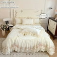 thumbnail image 1 of Embroidered Lace  Style Bedding Set, 3pcs with Duvet Cover and Pillowcases (No Filling Included), 1 of 7