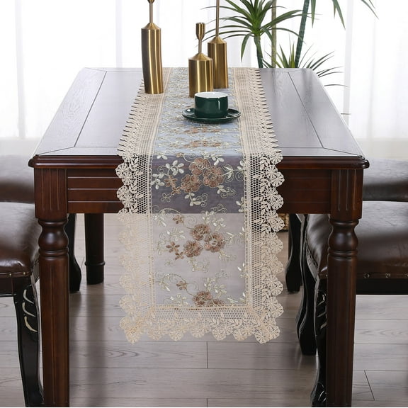 Embroidered Lace Table Runner, Doilies for Furniture, Tea Coffee Dining Table Runner Doilies Wedding Party Table Decoration